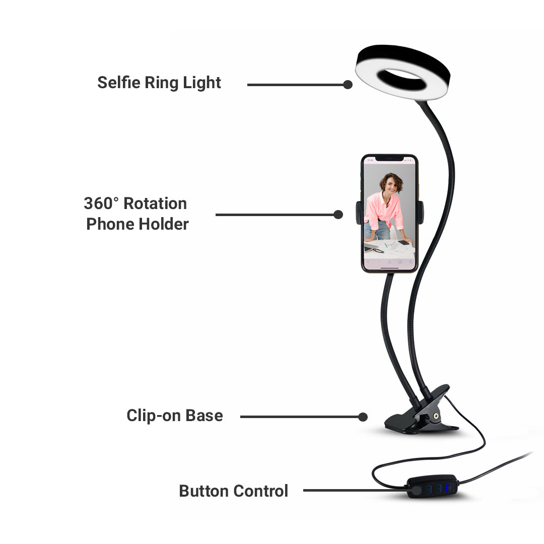 Selfie ring light med mobilhållare